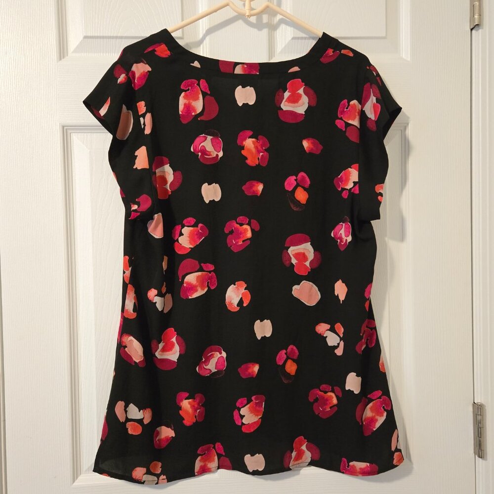 CAbi Petal Blouse Cap Sleeve Floral Print Popover Women's Top Style 5523 Size L - Picture 2 of 5